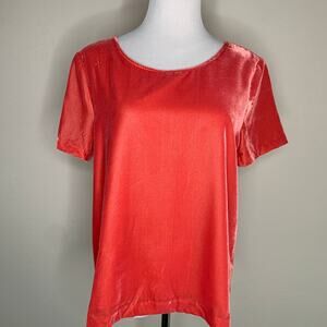 J Crew Velour Velvet Coral Blouse Sz Medium